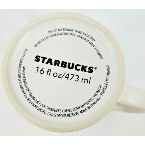 Starbucks 2015 White Gold Graffiti Lettering Ceramic Coffee Cup Mug 16 oz Large - Picture 7 of 7